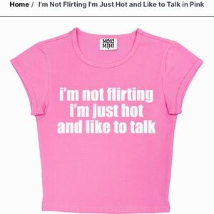 Moxi Mimi Pink Crew Neck Fitted Short Sleeve Cropped Tee